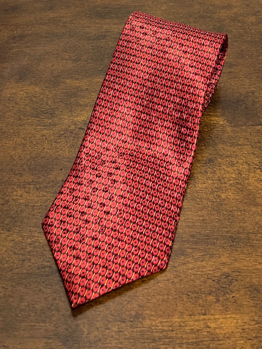 Ermenegildo Zegna Red Geometric Silk Tie